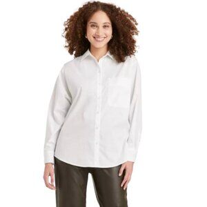 Women's Long Sleeve Oversized Button-Down Boyfriend Shirt - A New Day™ Size L